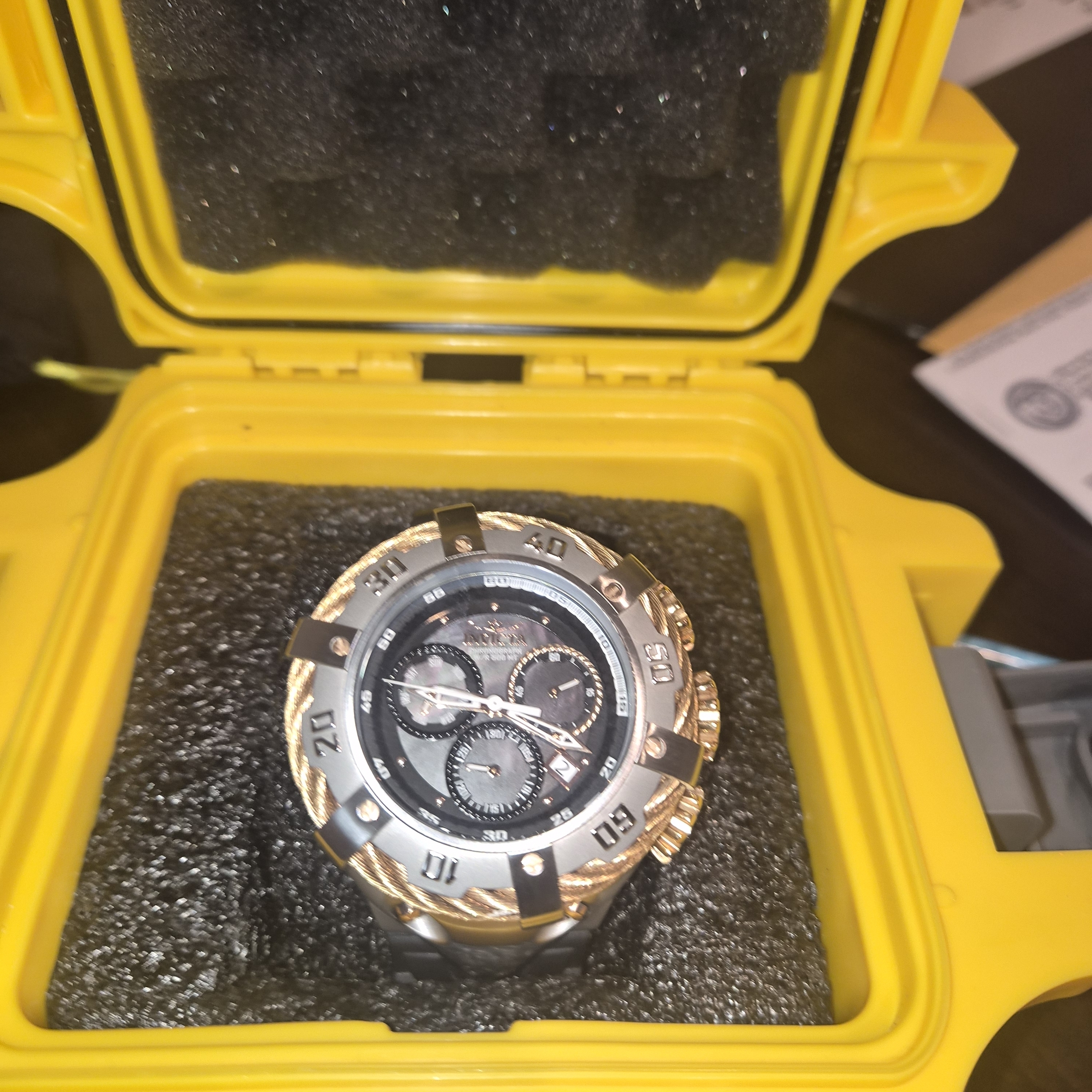Invicta Black And Gold Chronograph Watch